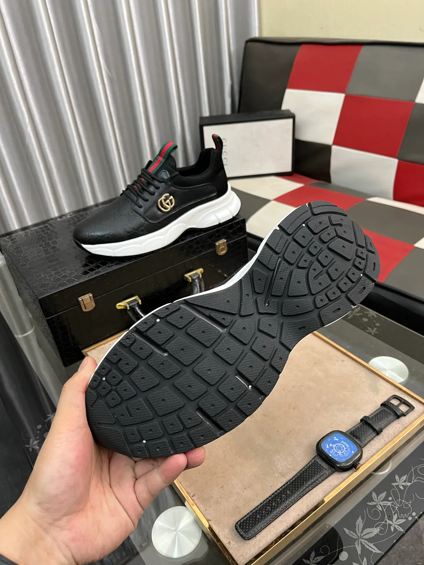 Men's shoes 💰440⌚️⌚️ (GUCCI-Gucci) luxury brand sports and casual shoes, imported original material, sheepskin lining, high-end and comfortable, original outsole is light and wear-resistant! Purely handmade, details determine quality! 38-443️⃣colors available